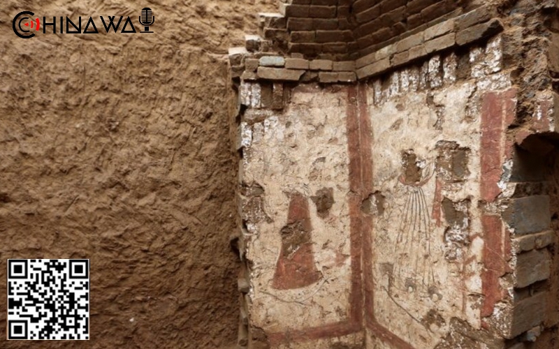 Уникальные настенные росписи сохранились в гробнице на северо-западе Китая